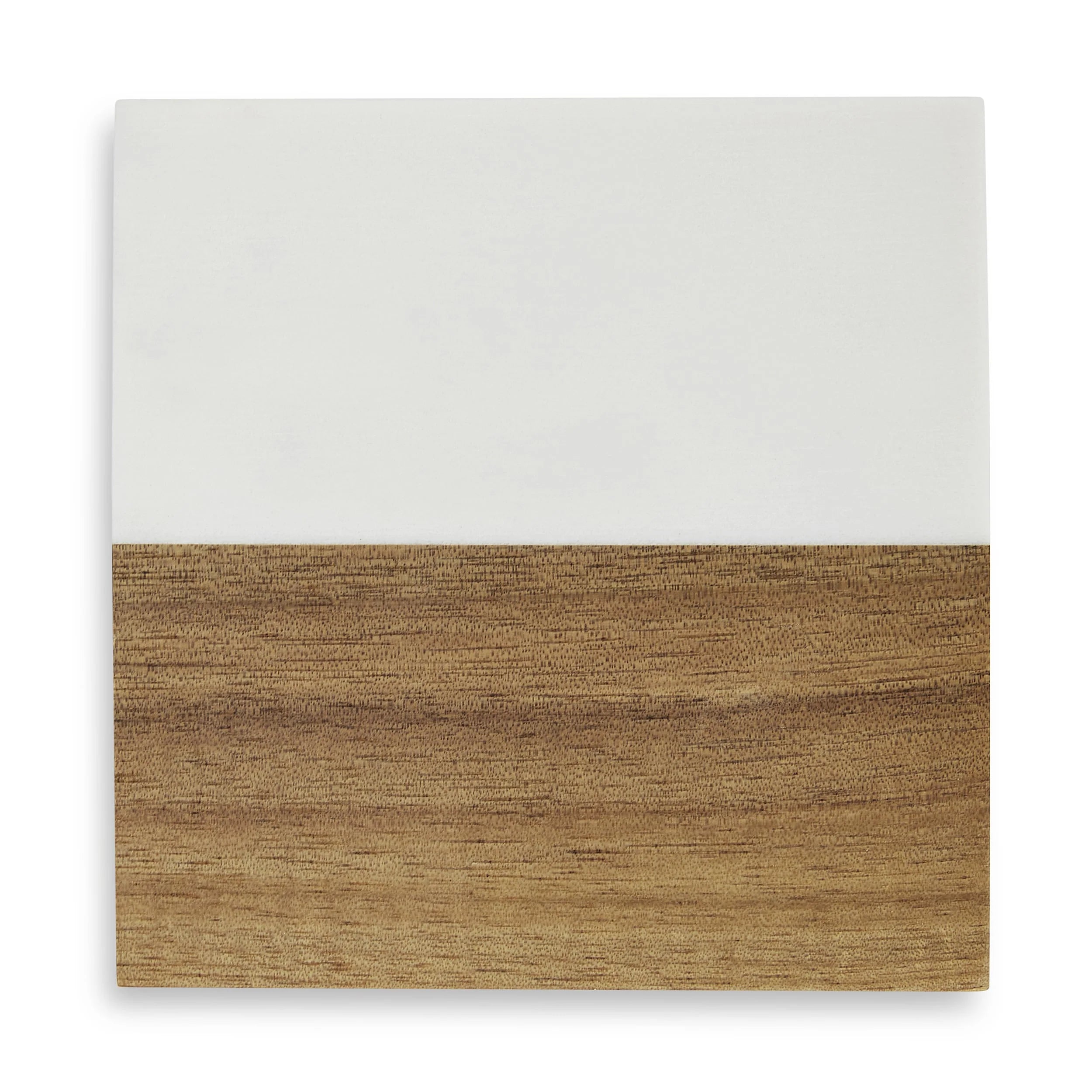 Personalized Marble and Wood Coaster Set