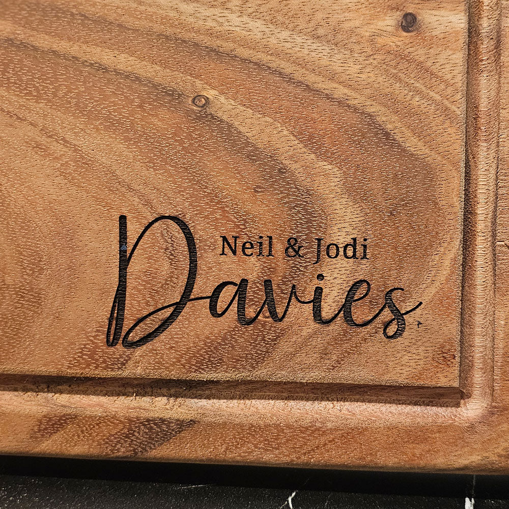 East Indian Walnut Extra Large Live Edge Square End Board with Juice Groove