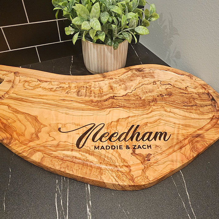 Olive Wood Charcuterie Board Includes Juice Well