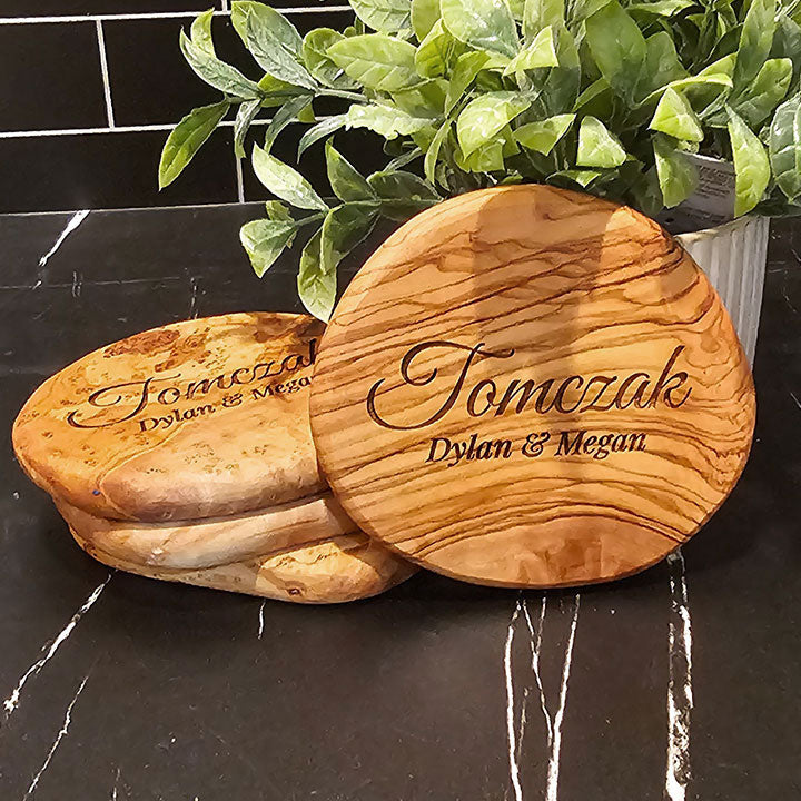 Abstract Olive Wood Coaster (4 coasters)