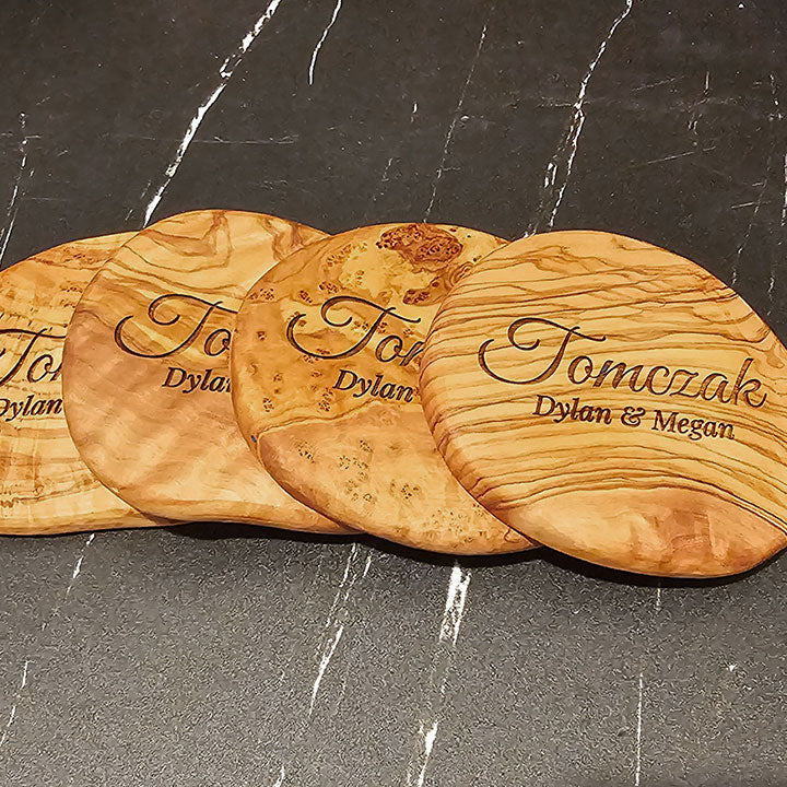 Abstract Olive Wood Coaster (4 coasters)