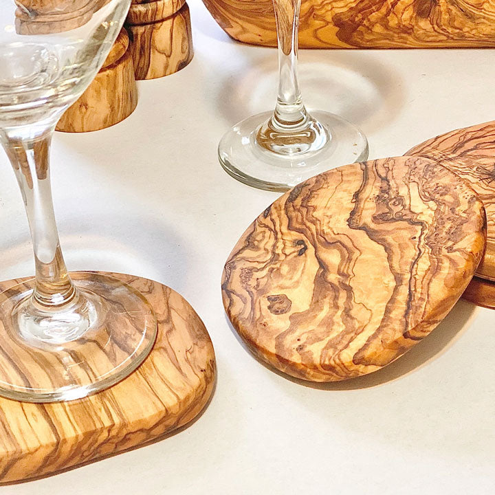 Abstract Olive Wood Coaster (4 coasters)