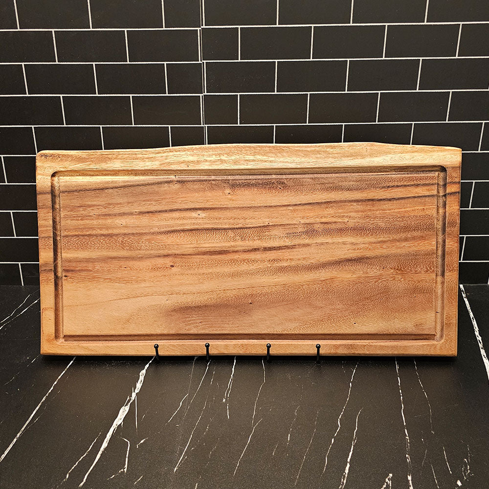 East Indian Walnut Extra Large Live Edge Square End Board with Juice Groove