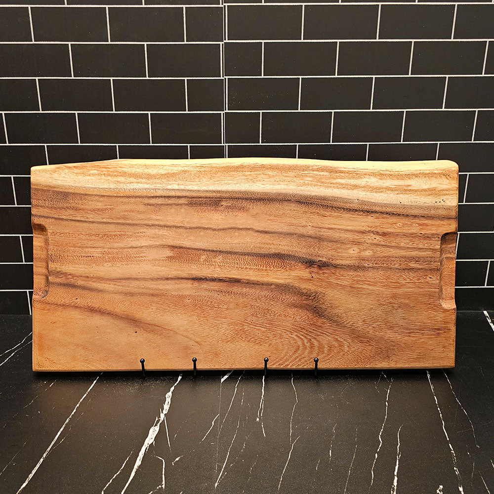 East Indian Walnut Extra Large Live Edge Square End Board with Juice Groove