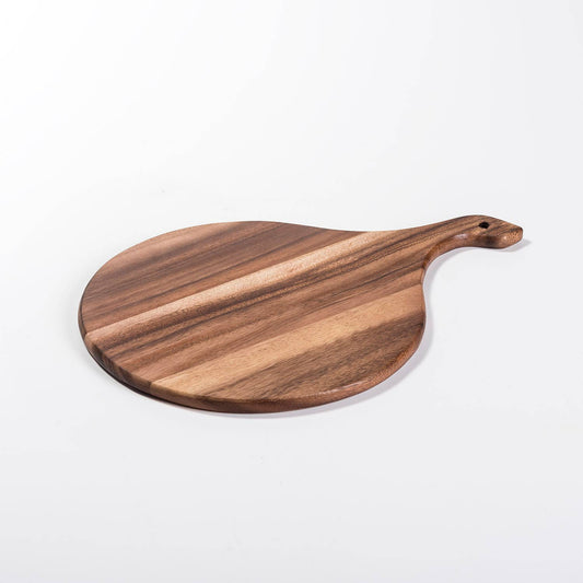 Personalized Acacia Wood Round Charcuterie Board with Handle 12" x 17"
