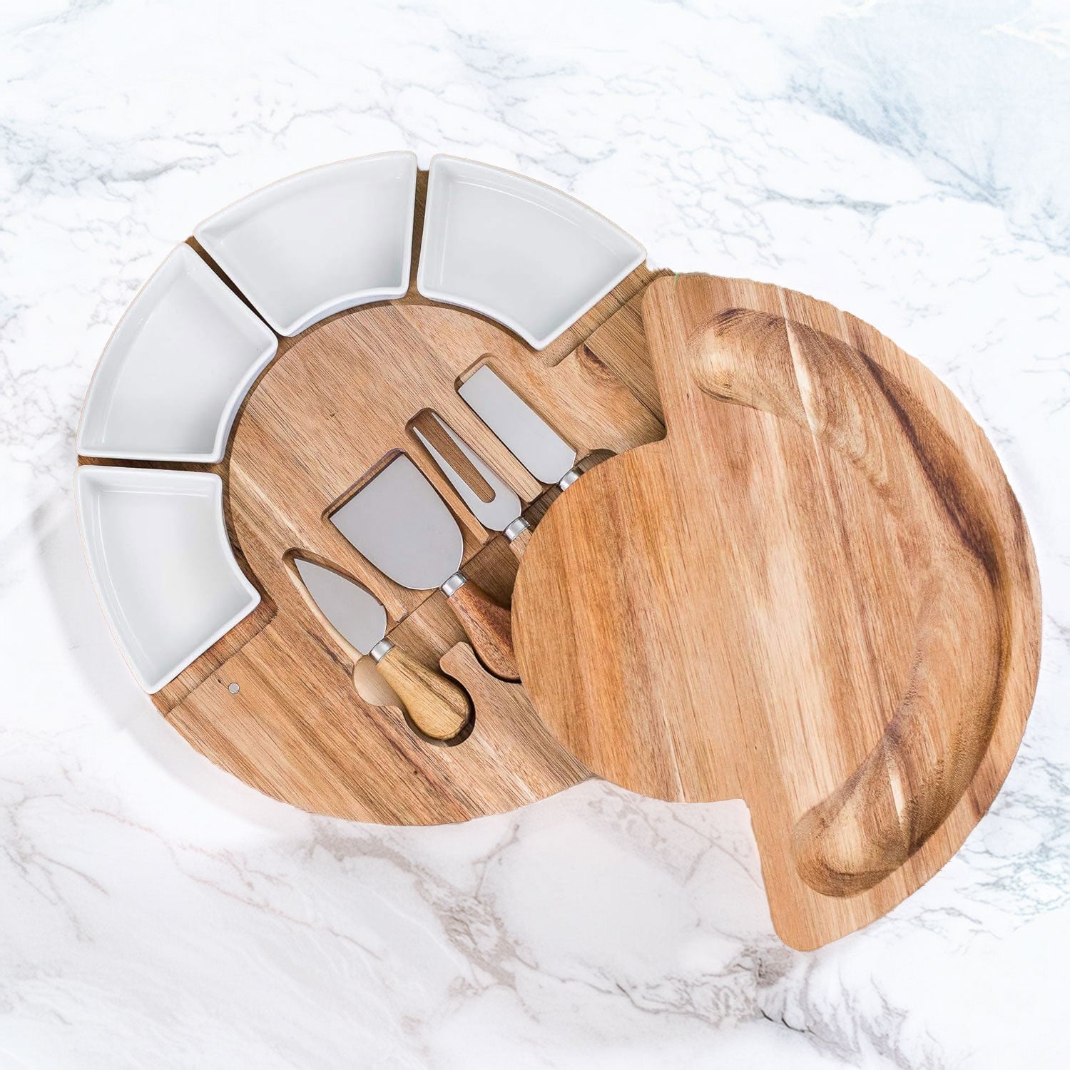 Custom Engraved Acacia Wood Charcuterie Board Set